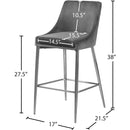  Color_Chrome/ Grey -- Karina Grey Velvet Upholstered Counter Stool IMAGE 5