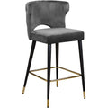  Color_Grey -- Kelly Grey Velvet Upholstered Counter Stool IMAGE 1