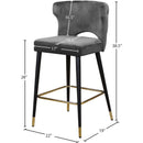  Color_Grey -- Kelly Grey Velvet Upholstered Counter Stool IMAGE 5