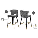 Meridian Kelly Grey Velvet Stool IMAGE 6