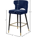  Color_Navy -- Kelly Navy Velvet Upholstered Counter Stool IMAGE 5