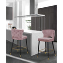  Color_Pink -- Kelly Pink Velvet Upholstered Counter Stool IMAGE 2