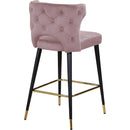  Color_Pink -- Kelly Pink Velvet Upholstered Counter Stool IMAGE 3
