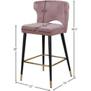  Color_Pink -- Kelly Pink Velvet Upholstered Counter Stool IMAGE 5