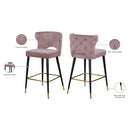  Color_Pink -- Kelly Pink Velvet Upholstered Counter Stool IMAGE 6