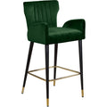  Color_Green -- Luxe Green Velvet Upholstered Counter Stool IMAGE 1