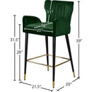  Color_Green -- Luxe Green Velvet Upholstered Counter Stool IMAGE 5