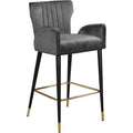  Color_Grey -- Luxe Grey Velvet Upholstered Counter Stool IMAGE 1