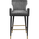  Color_Grey -- Luxe Grey Velvet Upholstered Counter Stool IMAGE 4
