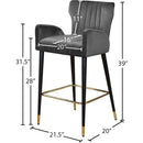 Color_Grey -- Luxe Grey Velvet Upholstered Counter Stool IMAGE 5