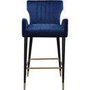  Color_Navy -- Luxe Navy Velvet Upholstered Counter Stool IMAGE 4