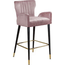  Color_Pink -- Luxe Pink Velvet Upholstered Counter Stool IMAGE 1