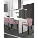  Color_Pink -- Luxe Pink Velvet Upholstered Counter Stool IMAGE 2