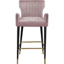  Color_Pink -- Luxe Pink Velvet Upholstered Counter Stool IMAGE 4