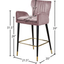  Color_Pink -- Luxe Pink Velvet Upholstered Counter Stool IMAGE 5