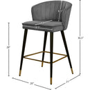  Color_Grey -- Cassie Grey Velvet Upholstered Counter Stool IMAGE 5