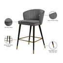 Meridian Cassie Grey Velvet Stool IMAGE 6