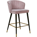  Color_Pink -- Cassie Pink Velvet Upholstered Counter Stool IMAGE 1