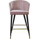  Color_Pink -- Cassie Pink Velvet Upholstered Counter Stool IMAGE 4