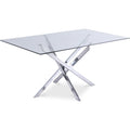  Color_Chrome -- Meridian Xander Dining Table with Glass Top and Pedestal Base IMAGE 1