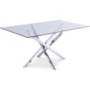  Color_Chrome -- Meridian Xander Dining Table with Glass Top and Pedestal Base IMAGE 1