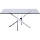  Color_Chrome -- Meridian Xander Dining Table with Glass Top and Pedestal Base IMAGE 3