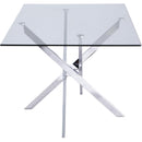  Color_Chrome -- Meridian Xander Dining Table with Glass Top and Pedestal Base IMAGE 4