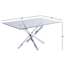  Color_Chrome -- Meridian Xander Dining Table with Glass Top and Pedestal Base IMAGE 6