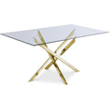  Color_Gold -- Xander 60" Gold Glass Top And Steel Base Dining Table IMAGE 1