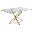  Color_Gold -- Xander 60" Gold Glass Top And Steel Base Dining Table IMAGE 1