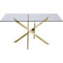  Color_Gold -- Xander 60" Gold Glass Top And Steel Base Dining Table IMAGE 3