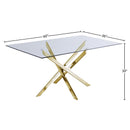  Color_Gold -- Xander 60" Gold Glass Top And Steel Base Dining Table IMAGE 6