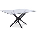  Color_Matte Black -- Xander 60" Black Glass Top And Steel Base Dining Table IMAGE 1