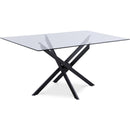  Color_Matte Black -- Xander 60" Black Glass Top And Steel Base Dining Table IMAGE 1