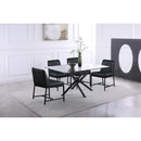  Color_Matte Black -- Xander 60" Black Glass Top And Steel Base Dining Table IMAGE 2
