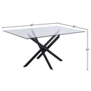  Color_Matte Black -- Xander 60" Black Glass Top And Steel Base Dining Table IMAGE 7