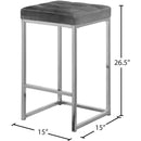  Color_Chrome/ Grey -- Nicola Grey Velvet Upholstered Counter Stool IMAGE 5