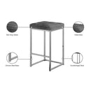  Color_Chrome/ Grey -- Nicola Grey Velvet Upholstered Counter Stool IMAGE 6