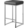  Color_Chrome/ Grey -- Nicola Grey Vegan Leather Upholstered Counter Stool IMAGE 1