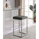  Color_Chrome/ Grey -- Nicola Grey Vegan Leather Upholstered Counter Stool IMAGE 2