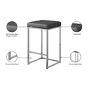 Meridian Nicola Grey Vegan Leather Stool IMAGE 6