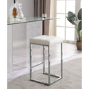  Color_White/ Chrome -- Nicola White Vegan Leather Upholstered Counter Stool IMAGE 2