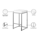  Color_White/ Chrome -- Nicola White Vegan Leather Upholstered Counter Stool IMAGE 6