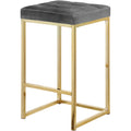  Color_Gold/ Grey -- Nicola Grey Velvet Upholstered Counter Stool IMAGE 1
