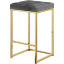  Color_Gold/ Grey -- Nicola Grey Velvet Upholstered Counter Stool IMAGE 1