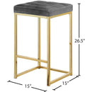  Color_Gold/ Grey -- Nicola Grey Velvet Upholstered Counter Stool IMAGE 5