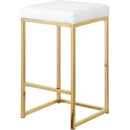  Color_Gold/ White -- Nicola White Vegan Leather Upholstered Counter Stool IMAGE 1