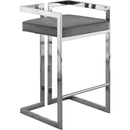  Color_Chrome/ Grey -- Ezra Grey Velvet Upholstered Counter Stool IMAGE 1