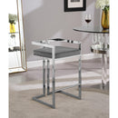  Color_Chrome/ Grey -- Ezra Grey Velvet Upholstered Counter Stool IMAGE 2