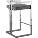  Color_Chrome/ Grey -- Ezra Grey Velvet Upholstered Counter Stool IMAGE 3